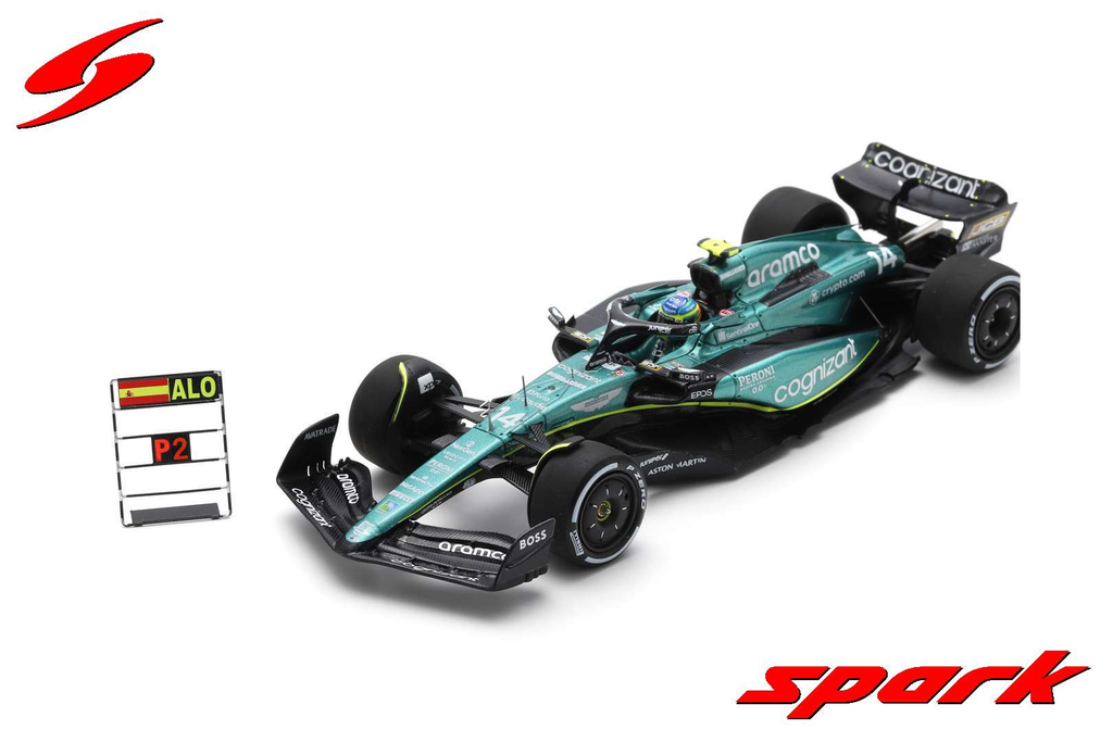 Spark : Aston Martin AMR23 │ No.14 Aston Martin Aramco Cognizant F1 Team 2nd Canada GP 2023 Fernando Alonso With pit board [1/43] [1/43]