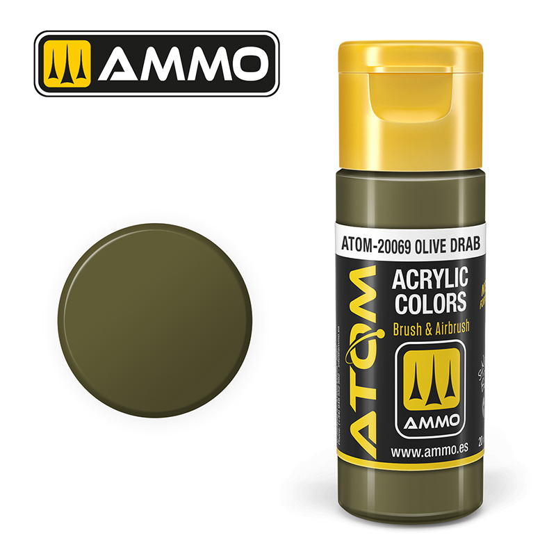 Ammo Mig : OLIVE DRAB (20ml) │ Atom Acrylique Paint