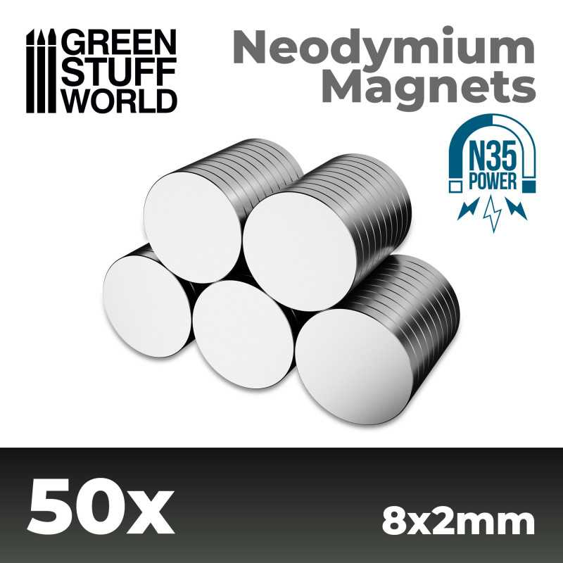 [GSW 11517] Green Stuff : Néodymium magneten N35 8x2mm (50stuks)