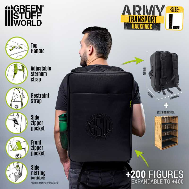 [GSW 13230] Green Stuff : Sac de transport pour figurines "L" (Sac à dos)