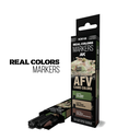 Ak : Set de 3 marqueurs "Camouflage AFV Allemand" Real Colors Markers │ (RCM015, RAL7028, RAL8017)
