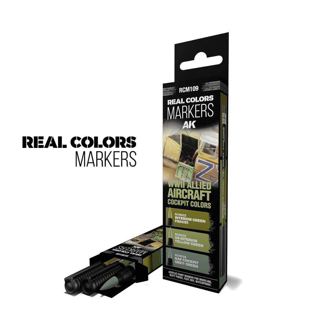 [AK RCM109] AK : Set de 3 marqueurs "Allied Aircraft Cockpit" Real Colors Markers │ (RCM022, RCM023, RCM028)