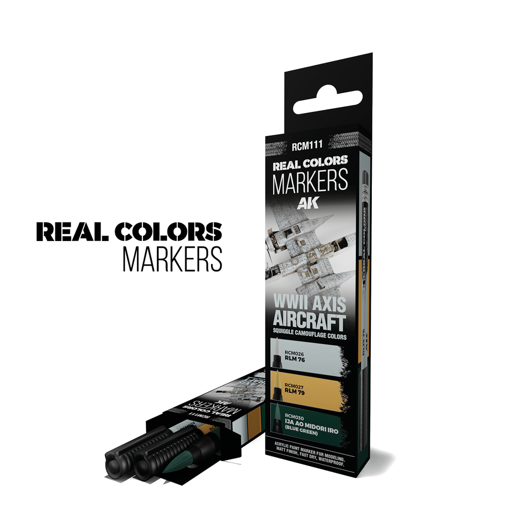 [AK RCM111] AK Interactive: WWII Axis Aircraft Squiggle Camouflage Colors - RC Markers Acrylverf Stiften Set │ Ref. RCM111
