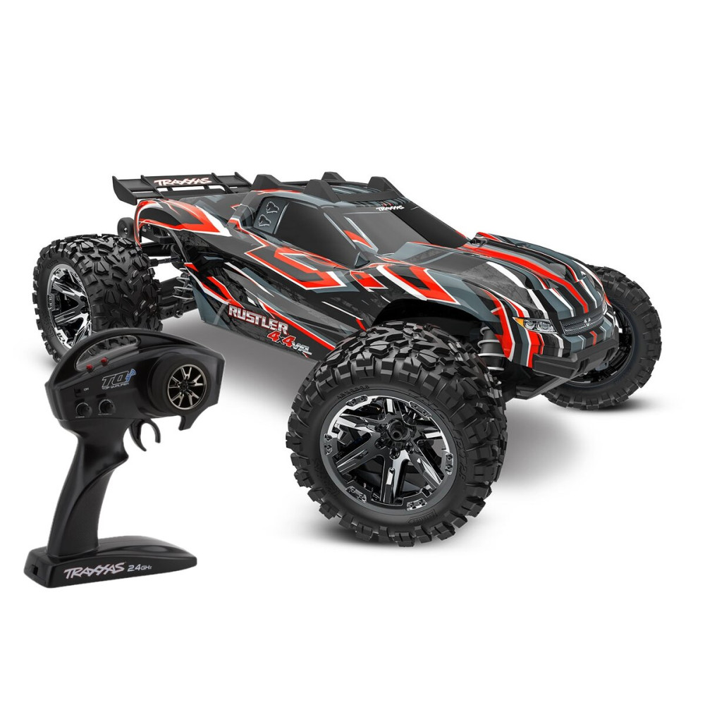[TAX 67376-4-RED] Traxxas : Rustler 4x4 VXL HD TQi TSM
