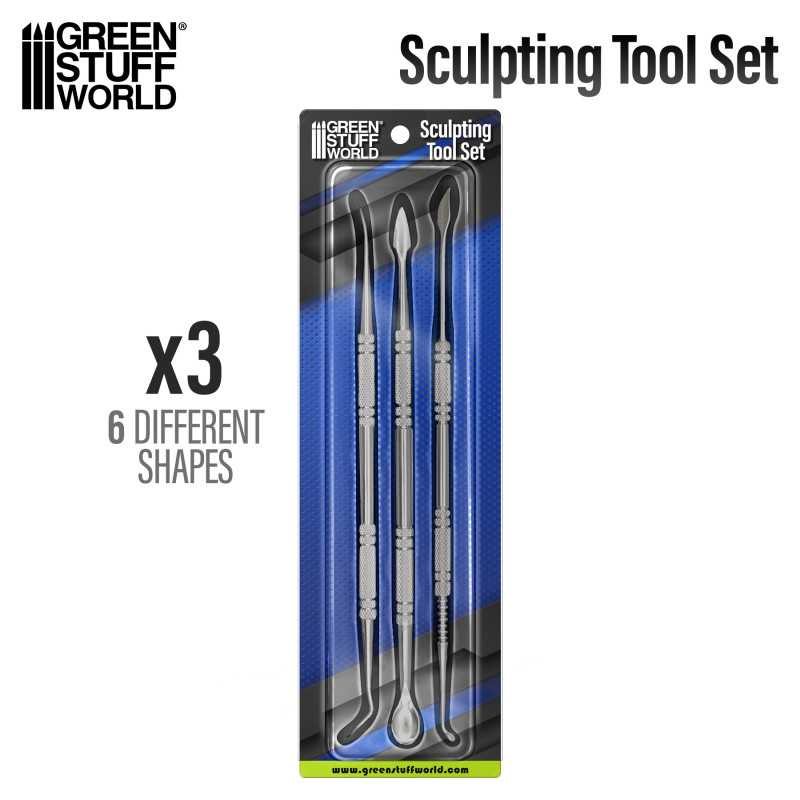Green Stuff World: 3x Sculpting & Modeling Tools Set (6 Tips)
