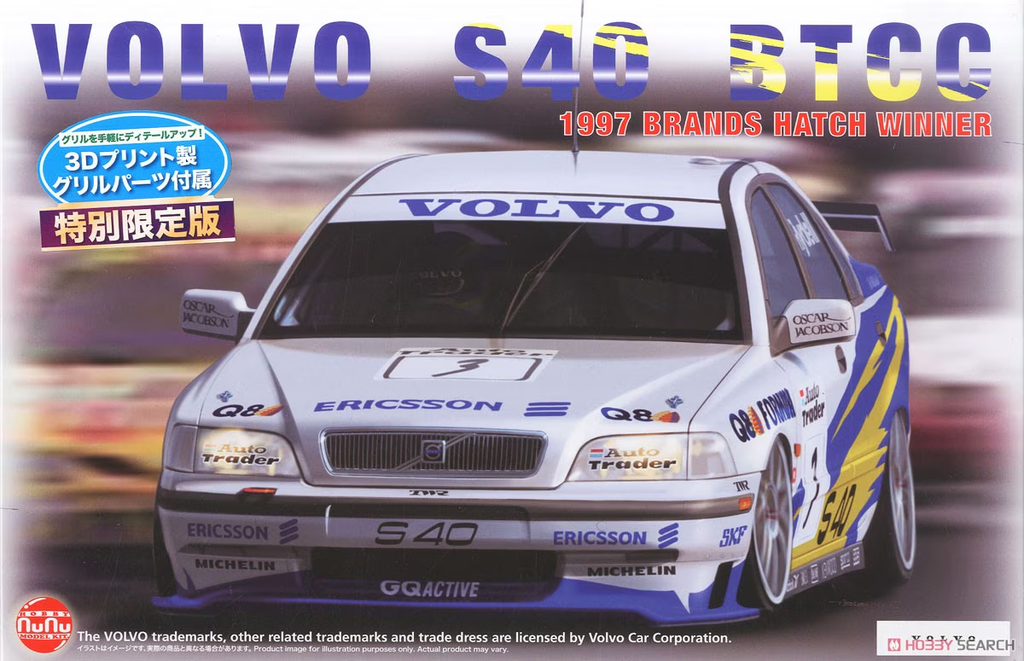 Nunu Model : Volvo S40 BTCC 1997 Brands Hatch Winner │ w/3D Grill Parts & Bonnet Pins