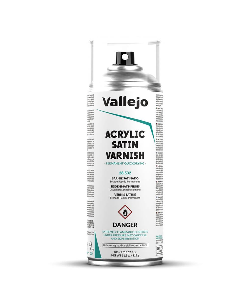 [VAL 28.532] Vallejo : Spray Vernis Acrylique "Semi-Gloss / Satiné" (400ml)