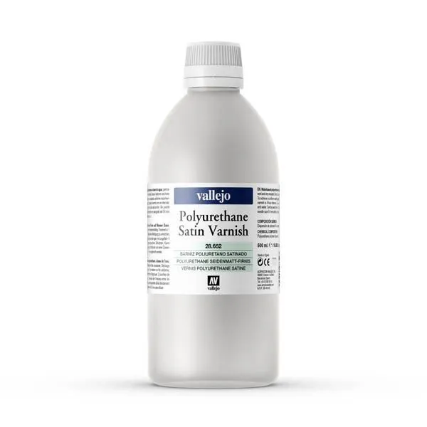 [VAL 28.652] Vallejo: Satijn Polyurethaan Vernis Hoge Weerstand (500ml Fles) │ Ref. 28.652