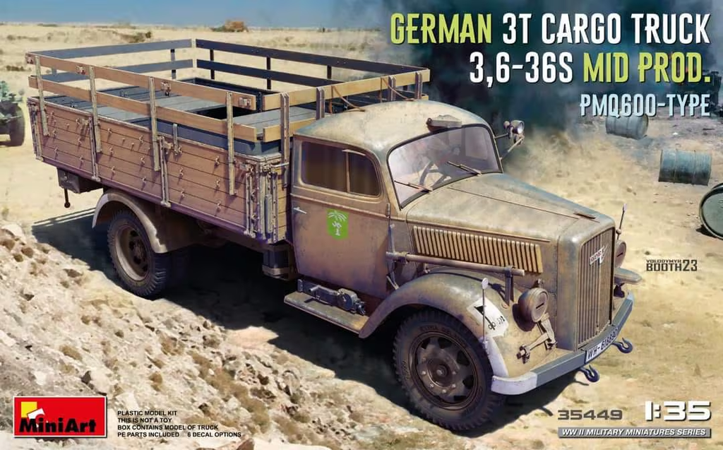 MiniArt : German 3t Cargo Truck 3,6-36S Mid Prod. PMQ600-Type 
