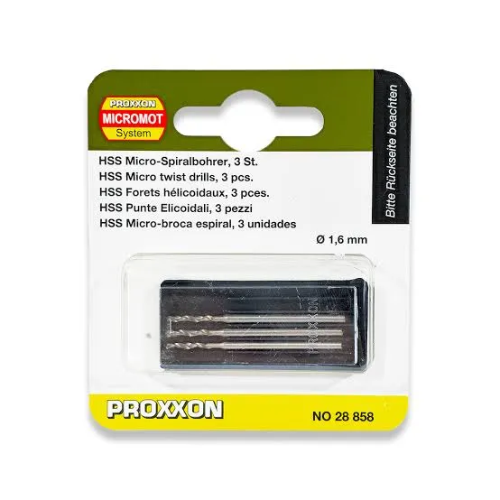 [PRN 28858] Proxxon Micromot : Set de 3 Forets Hélicoïdaux HSS Ø 1,6 mm │ Réf. 28858