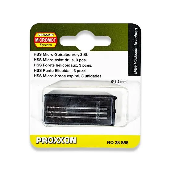 [PRN 28856] Proxxon Micromot : Set de 3 Forets Hélicoïdaux HSS Ø 1,2 mm │ Réf. 28856