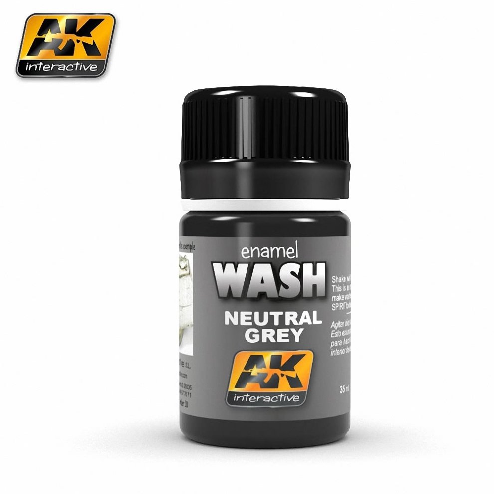 [AK AK677] Ak : Neutral Grey for White/Black Wash (35ml) │ Weathering