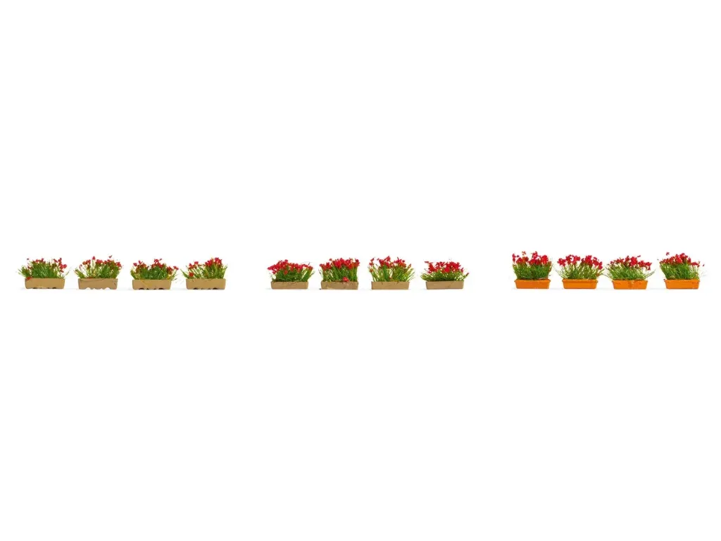 Noch : Jardinières, fleuries, rouges