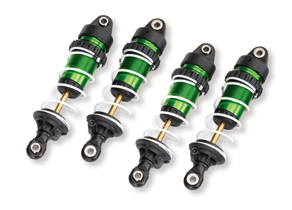 [TAX 10765-GRN] Traxxas : Amortisseurs GTR longs, corps anodisés vert avec revêtement PTFE et tiges en TiN (assembled with springs) (4pcs) [TRX10765-GRN]