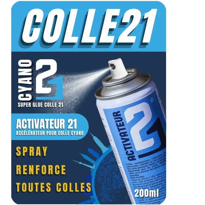 [C21 CY_ACT_SPRA200] Colle21 : Activateur / Accélérateur en Spray pour Cyanoacrylate (200ml)