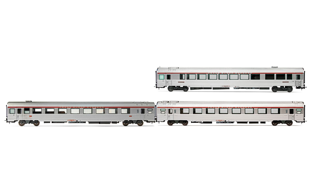 Jouef : voitures Mistral 69 "EC Etoile du Nord" set 2/2, Vru, A3rtu and A8u avec cartouche Corail SNCF