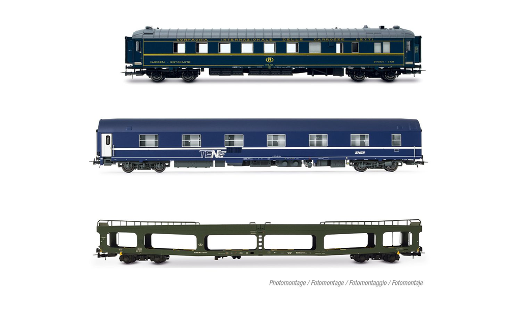 [JOU HJ4207] Jouef : SNCB/SNCF, coffret « Train Auto-Couchette », composé de 1 x WR SNCB ex CIWL - 1 x WL T2 SNCF -1 x DD SNCB, ép. IV-V