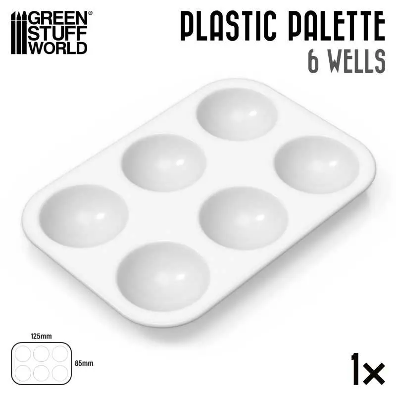 Green Stuff World : Petite Palette Rectangulaire de Mélange en Plastique (6 Puits - 8.5x13cm) │ Peinture & Modélisme