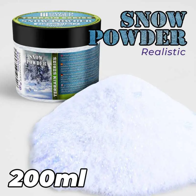 Green Stuff : REALISTIC Model SNOW Powder (200ml) │ Terrain Series