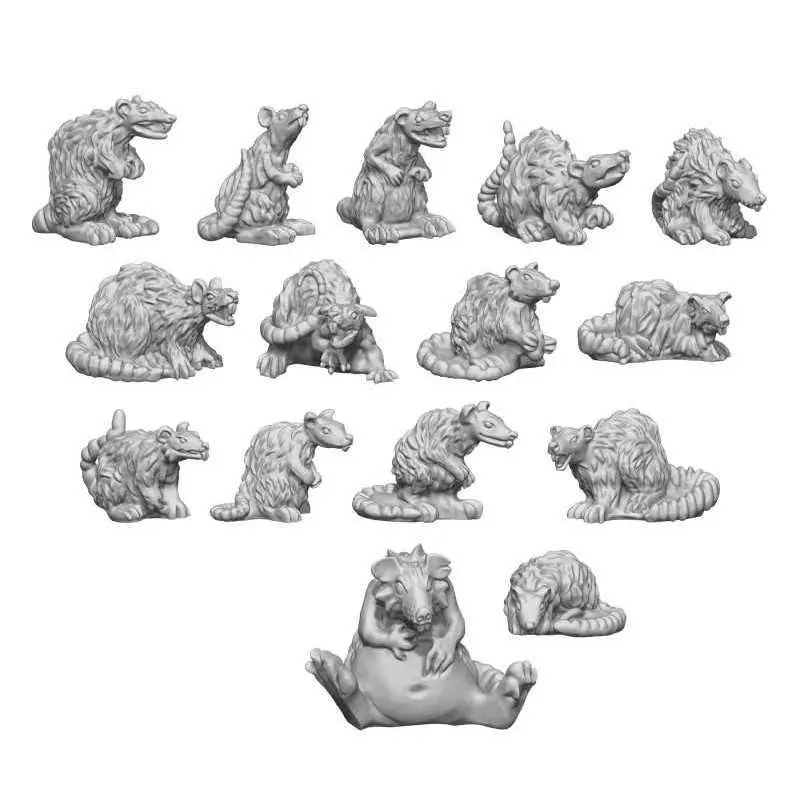 Green Stuff : Rats géants (15pcs)(1/48) │ Animals Series • Resin Bits