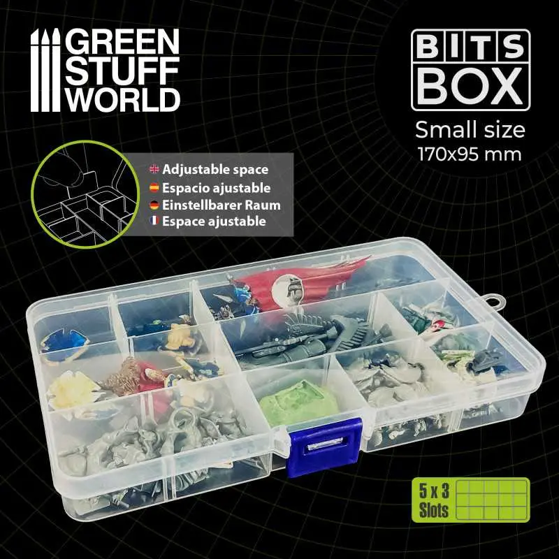 [GSW 3553] Green Stuff World : Storage Bits Box Small with Adjustable Compartments (17x9.7x2.3cm)