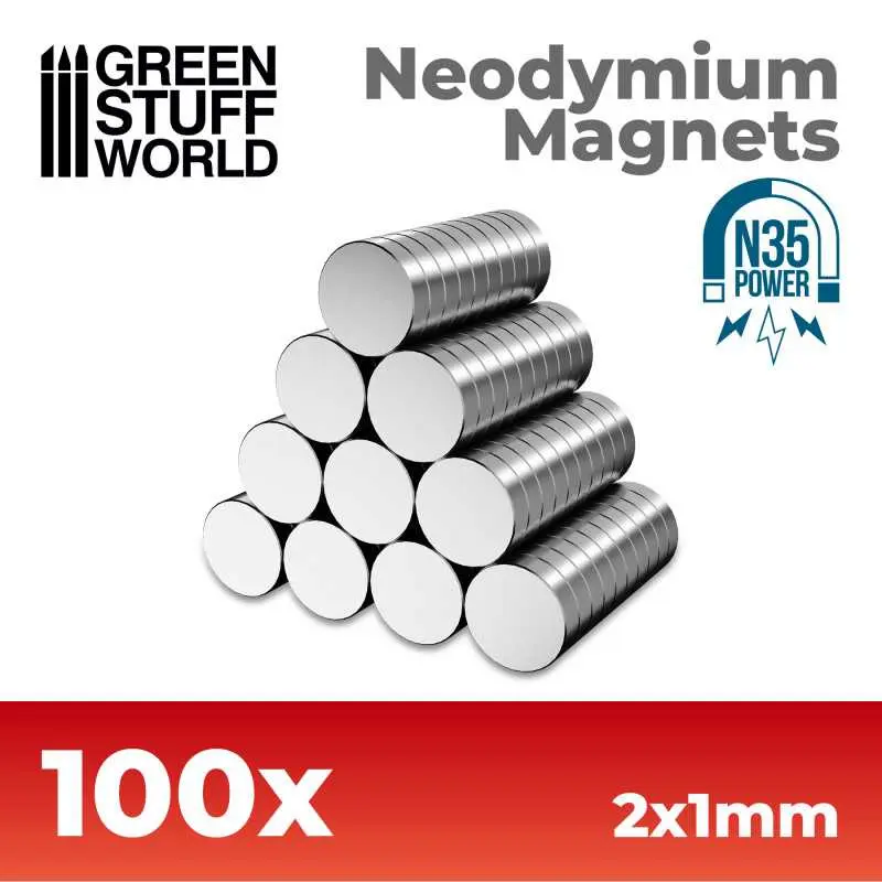 [GSW 11599] Neodymium Magneten 2x1mm - 100 eenheden (N35)