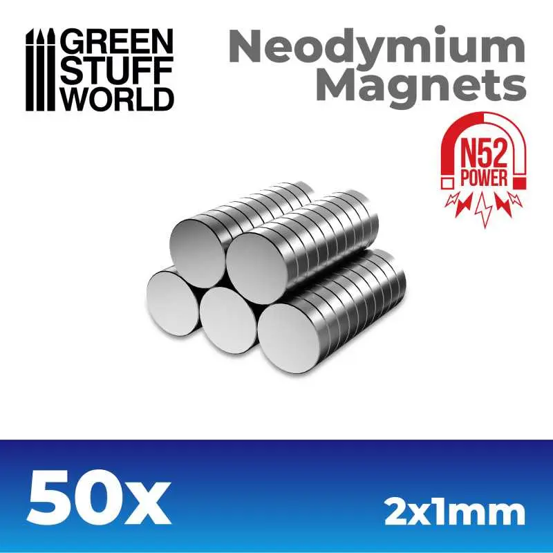 [GSW 11520] Green Stuff : Neodymium Magnets 2x1mm - 50 units (N52)