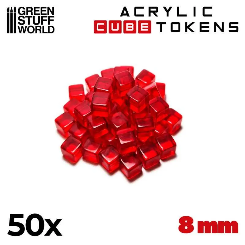 Green Stuff : Jetons Cubes Rouges 8mm 
