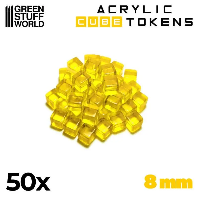 Green Stuff : Jetons Cubes Jaunes 8mm 