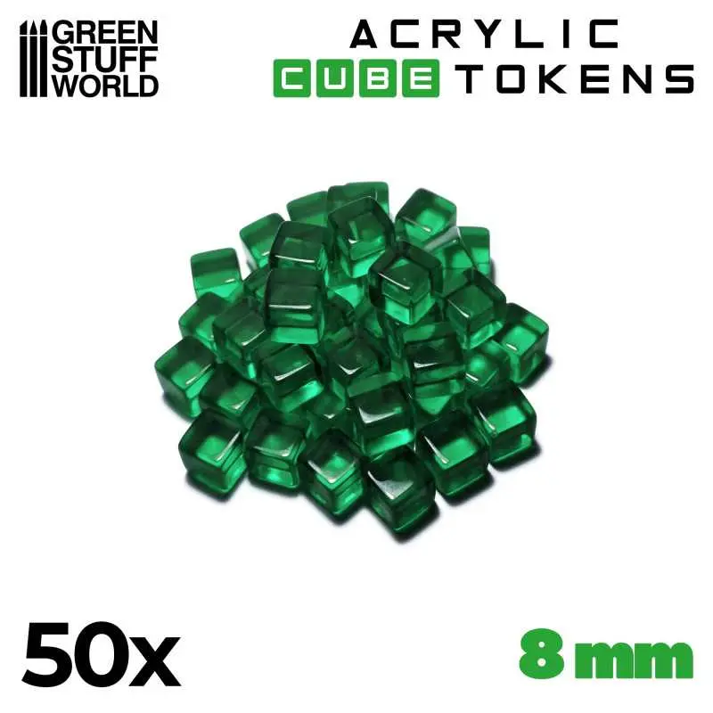 Green Stuff : Jetons Cubes Verts 8mm 
