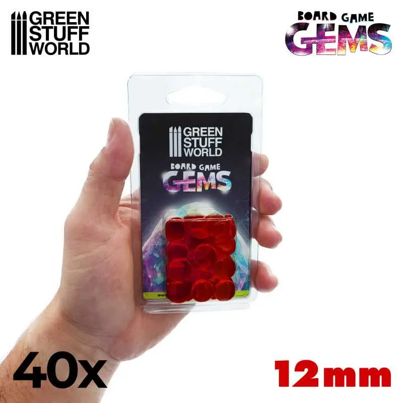 Green Stuff  : Gemmes en plastique 12mm - Rouge 