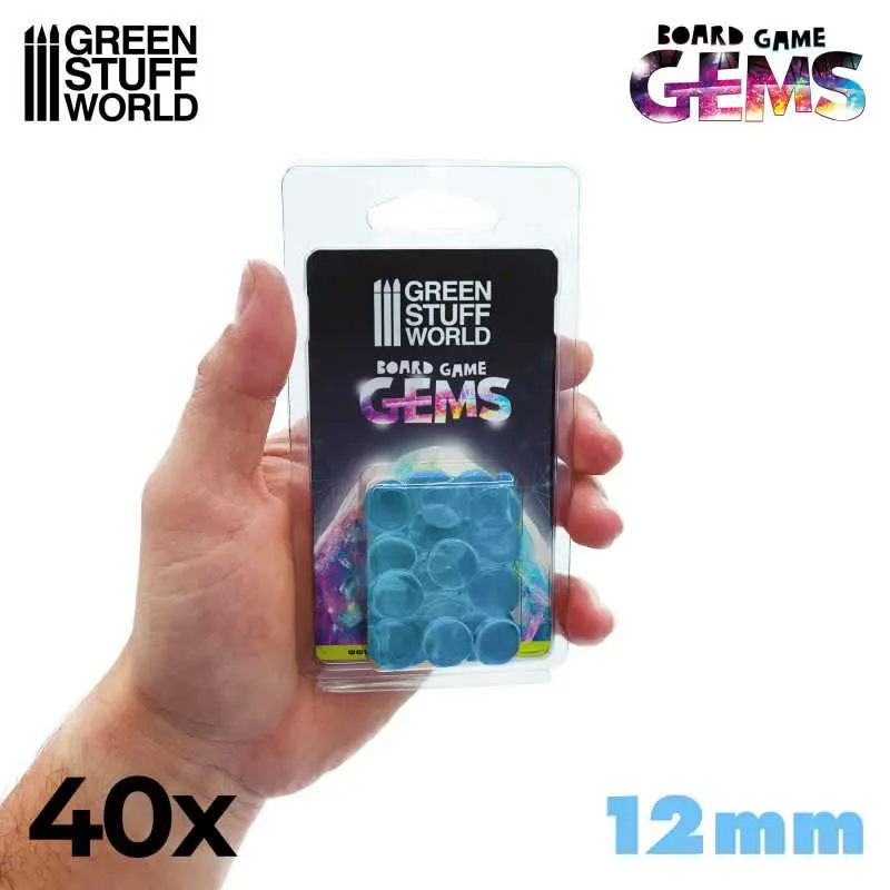 Green Stuff : Gemmes en plastique 12mm - Bleu clair 