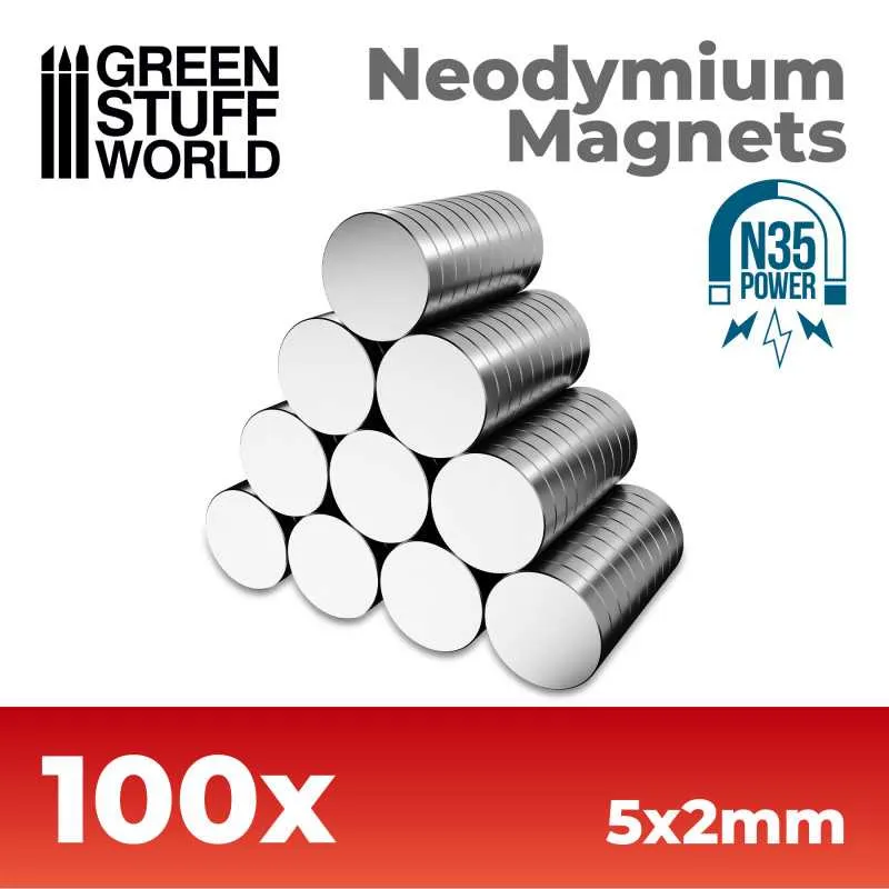 [GSW 9063] Green Stuff : Neodymium Magneten 5x2mm - 100 eenheden (N35)