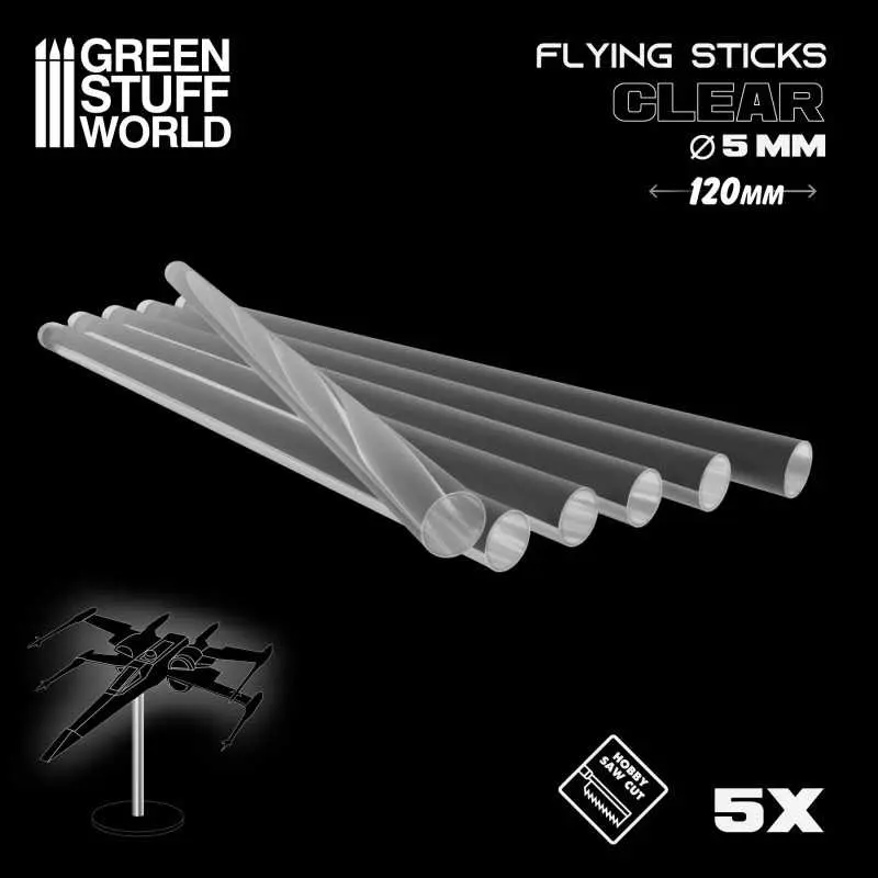 [GSW 9315] Green Stuff : Tige acrylique ROND 5mm "Transparent" (5pcs)