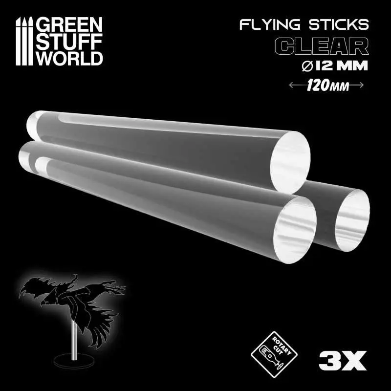 [GSW 9316] Green Stuff : Tige acrylique ROND 12mm "Transparent" (3pcs)