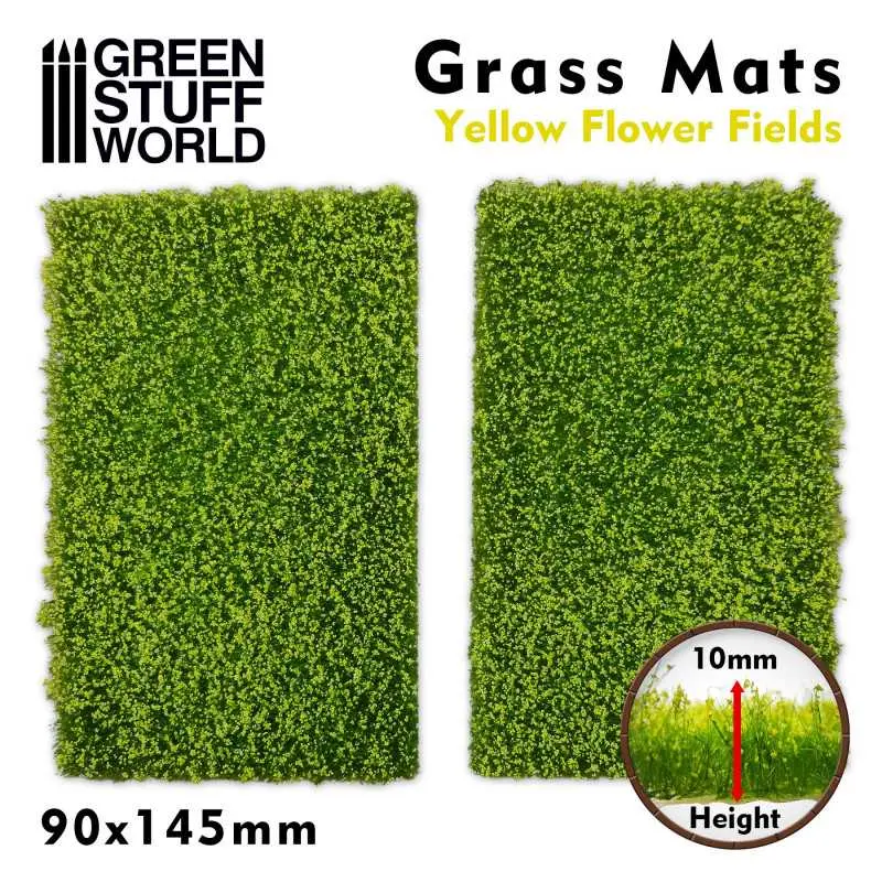 Green Stuff : Découpe de Tapis d'Herbe - Champ de Fleurs Jaunes