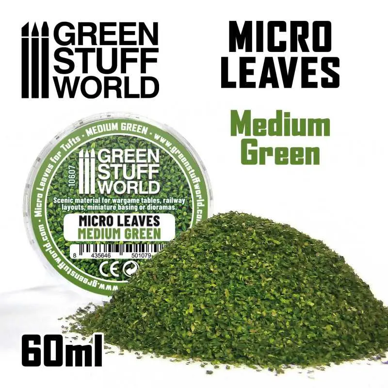 [GSW 10607] Green Stuff : Micro Leaves - Medium green Mix