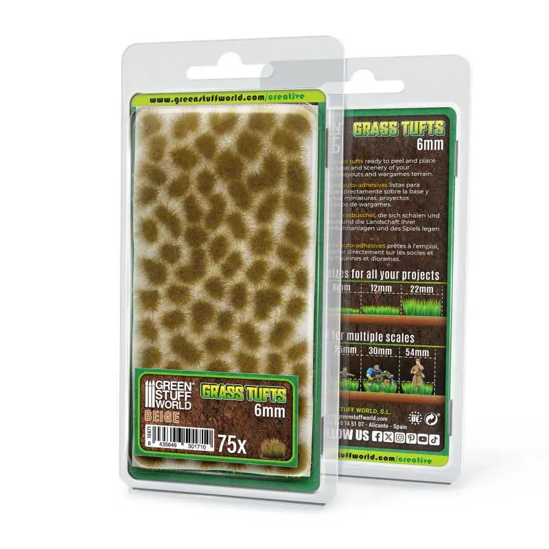 [GSW 10671] Green Stuff : Touffe d'herbe 6mm "Beige" (75pcs) │ Grass Tufts