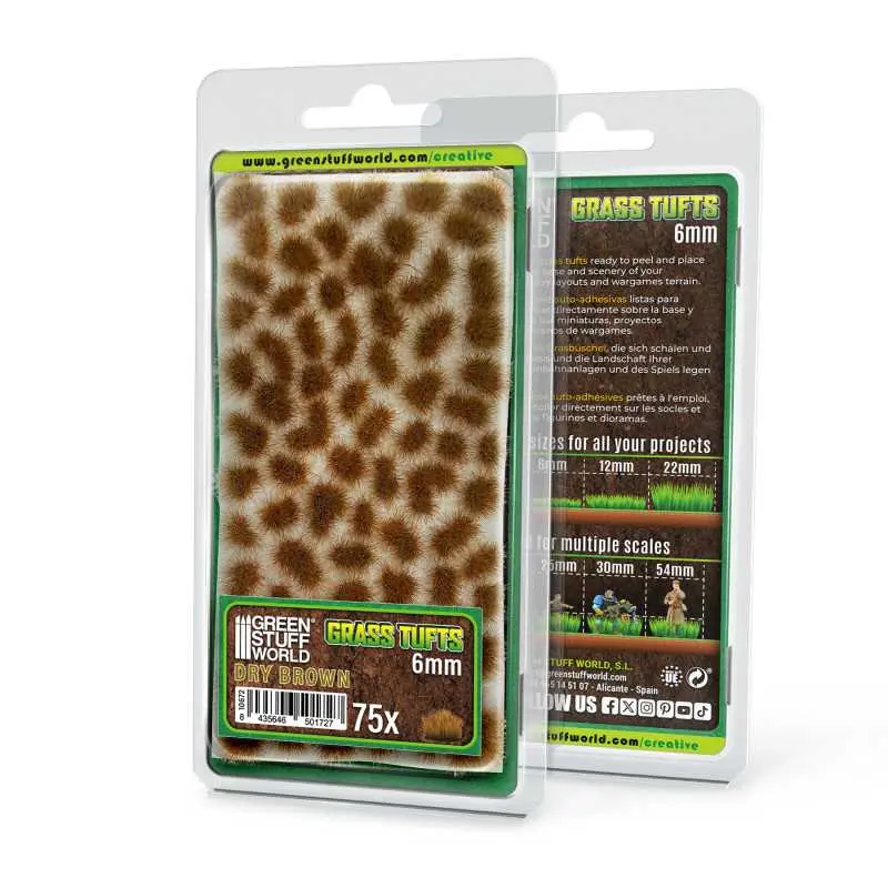 [GSW 10672] Green Stuff : Touffe d'herbe 6mm "Dry Brown" (75pcs) │ Grass Tufts