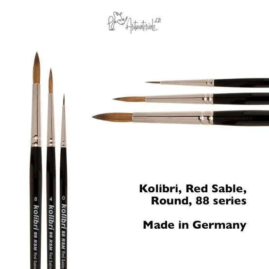 Kolibri: Water Colour Brush • Red Sable • Silver Ferrule - Short Handle - Size 04