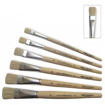 [KOL 2001/02] Kolibri : Pinceaux Scolaires Plats • Poils de Porc Blancs - Manches Courts Non Vernis (Taille 02)