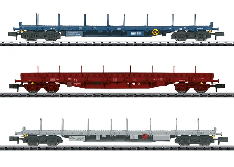 Minitrix : Wagons Plats Type Rnss SNCB B-Cargo - CFL