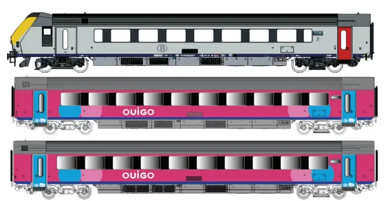 [LSM 43057DC] Lsmodels : Voitures I11 OUIGO (Pilote -2°-2°) SNCB-NMBS DC