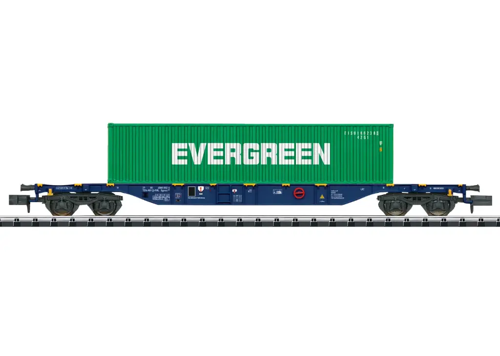 Minitrix : Wagon Porte conteneur Evergreen RailReLease BV (RRL) type Sgns - CFL