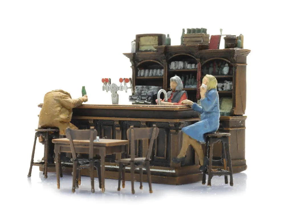Artitec : Intérieur de café avec 3 figures