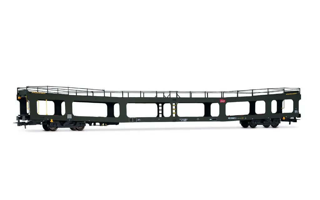 Jouef : Fourgon Porte-Automobiles DD DEV 66 2éme série livrée verte avec logo « Carmillon » blanc │ SNCF - Époque VI