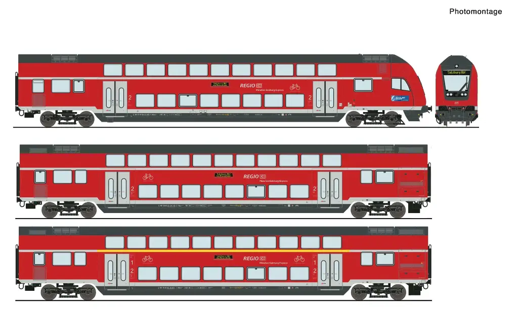 Roco : 3 piece set: Double-deck coaches, DB AG