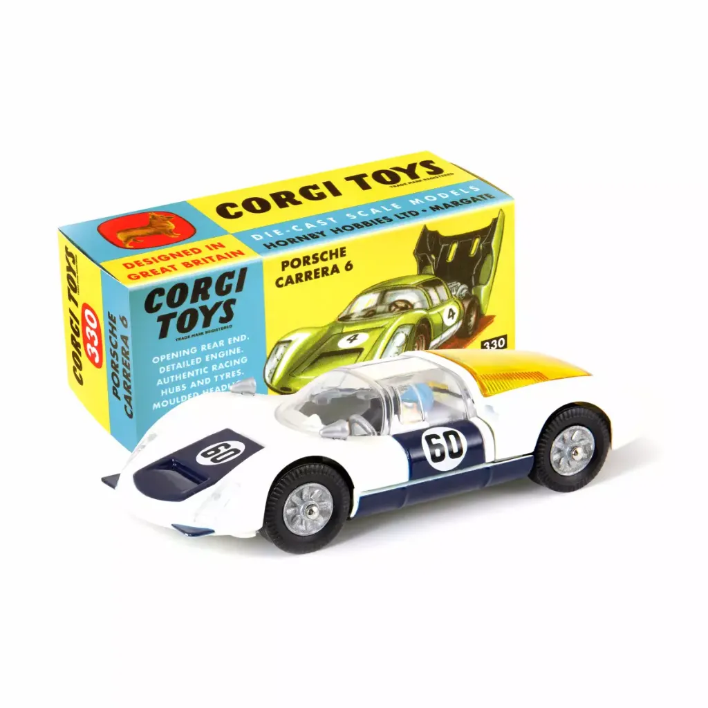 Corgi: Porsche Carrera 6 No.330 (1967) - White & Red Bonnet (1/43) │ Ref. CD54321005
