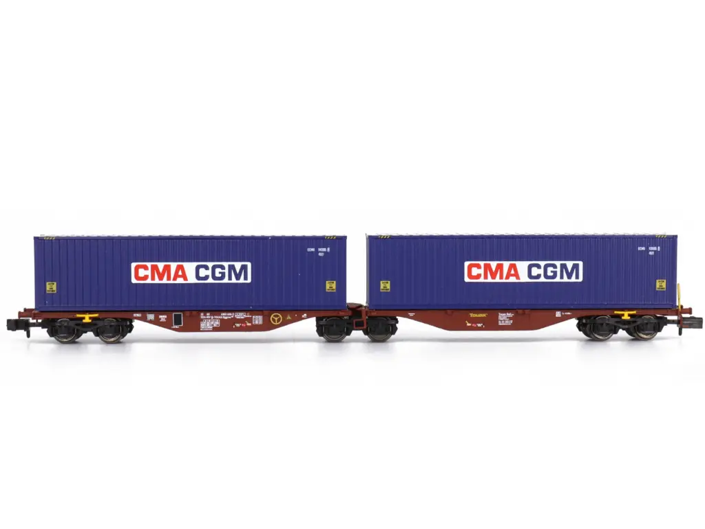 REE : Wagon Sggrs 80 Touax 2 conteneurs CGA-CGM