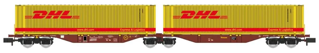 REE : Wagon Sggmrss 90 Touax 2 conteneurs 45' DHL SNCB-NMBS 